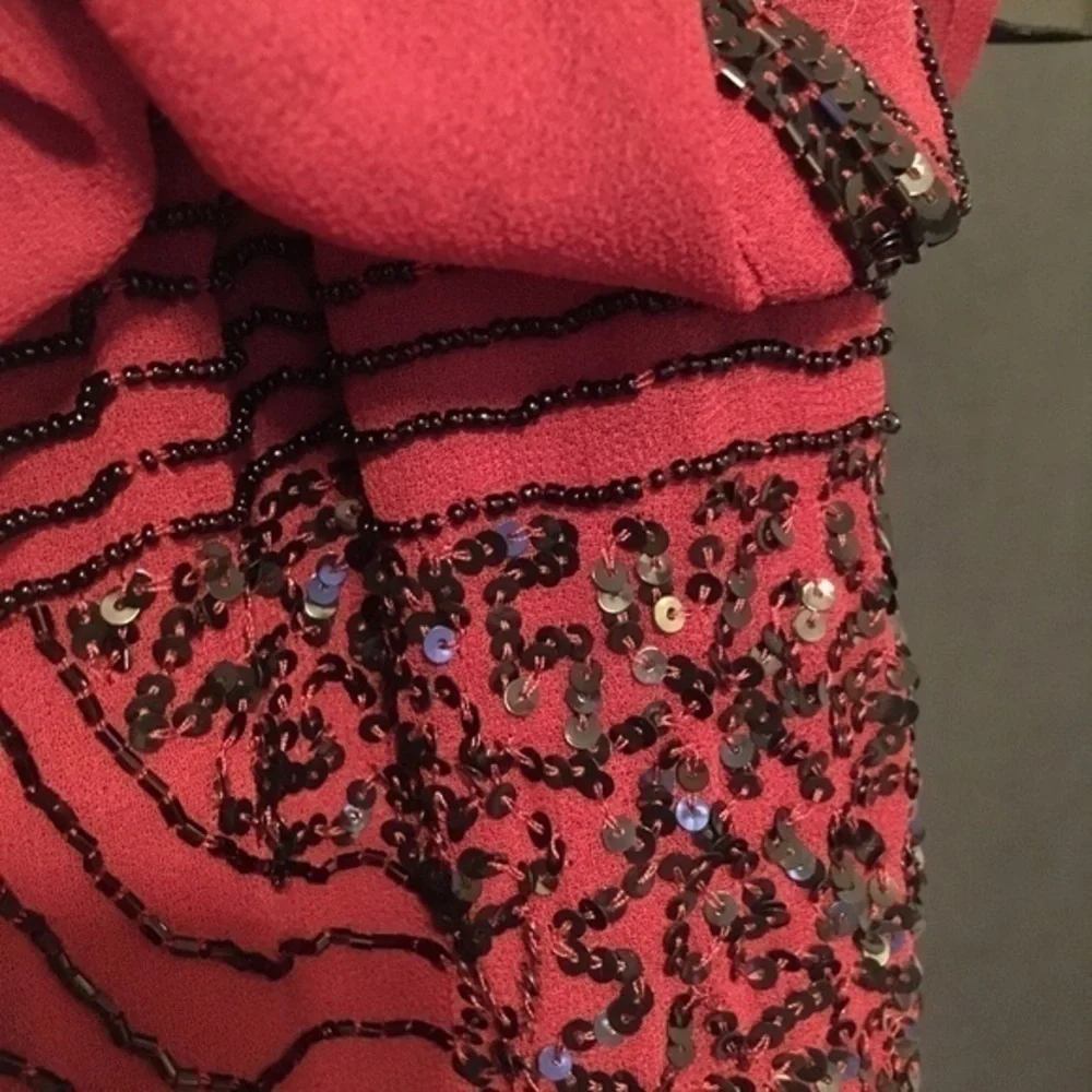Romeo & Juliet Couture Beaded Red Blouson Dress